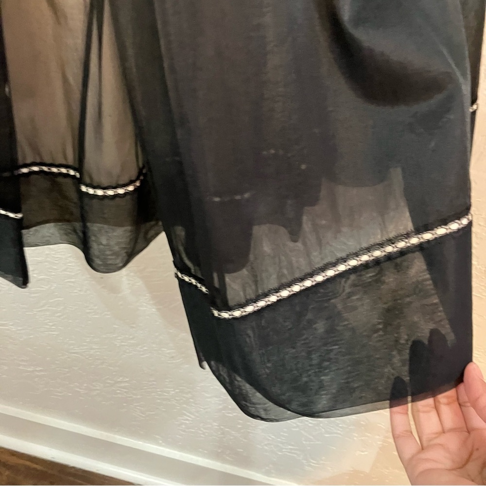1960s Vintage Black Chiffon Peignoir Nightgown Li… - image 5